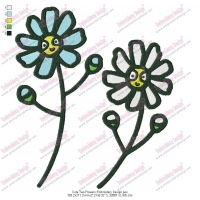 Cute Two Flowers Embroidery Design